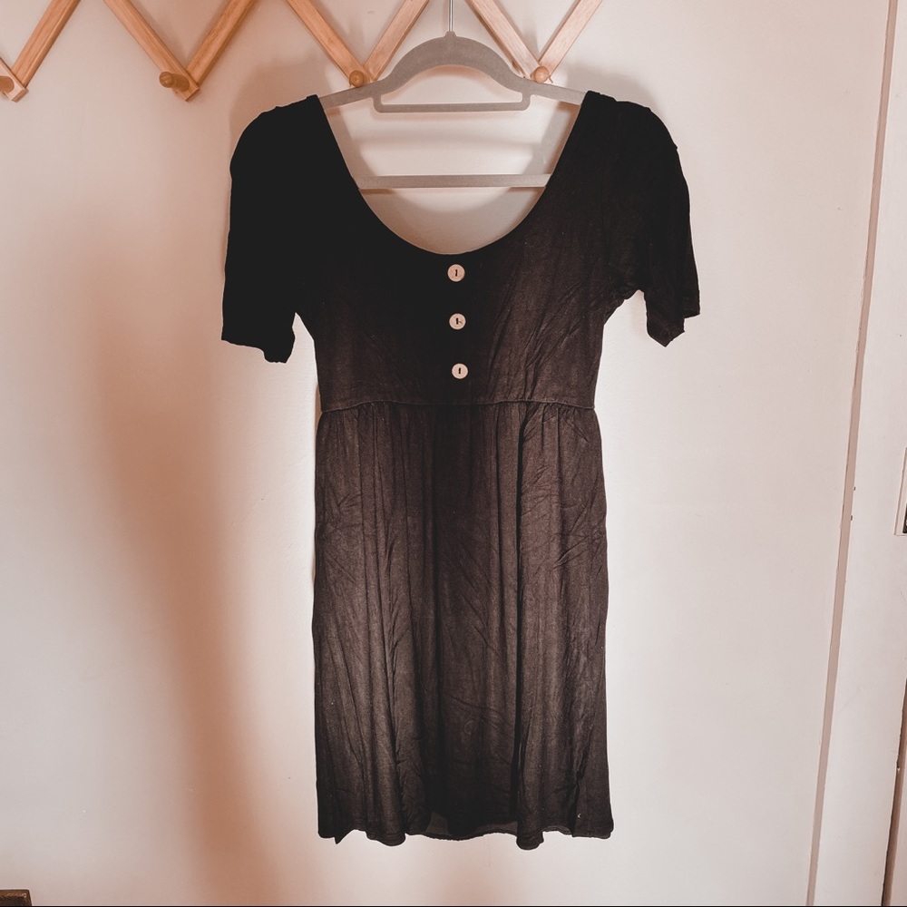 Pinkblush Black Dress with wood button detail